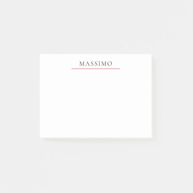 Post-it® Nom propre Décoratif Chic Simple Noir Blanc (Devant)