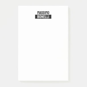 Post-it® Nom propre Minimaliste Moderne Simple Noir Blanc