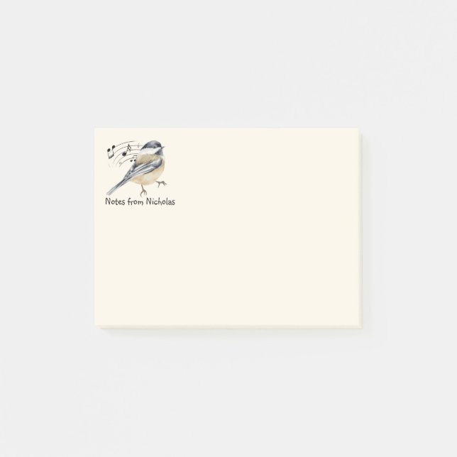 Post-it® Nom sur mesure Amusants Chickadee Oiseau Nature Ar (Devant)