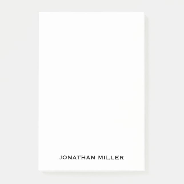 Post-it® Nom typographique simple noir blanc personnalisé (Devant)