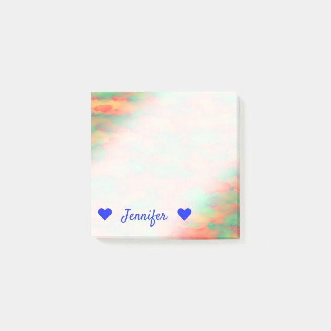 Post-it® Nom + Vert, rouge Aquarelle-Comme le motif (Devant)