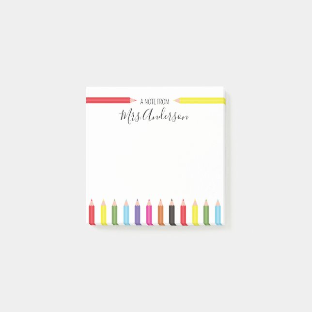 Post-it® Note au crayon arc-en-ciel de l'enseignant (Devant)
