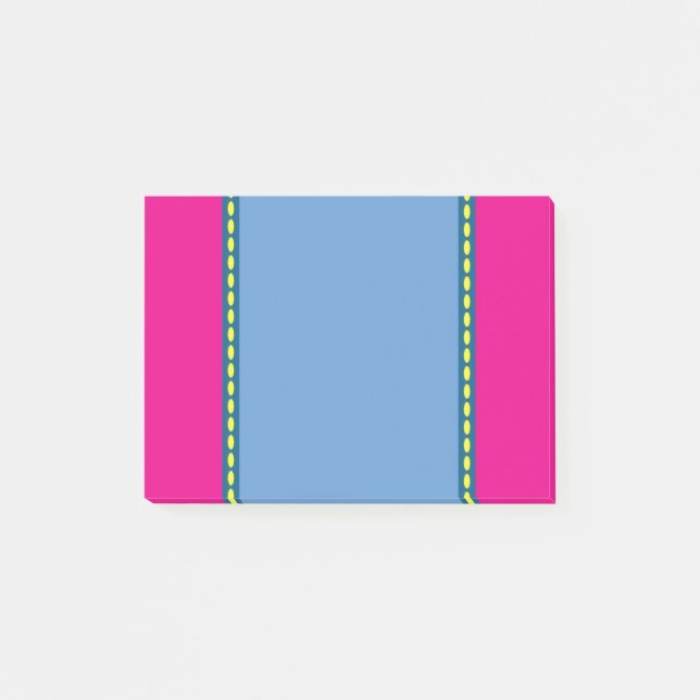 Post-it® Note de billet rose, bleu et jaune (Devant)