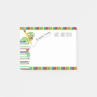 Post-it® Note de l'enseignant avec un ver de livre