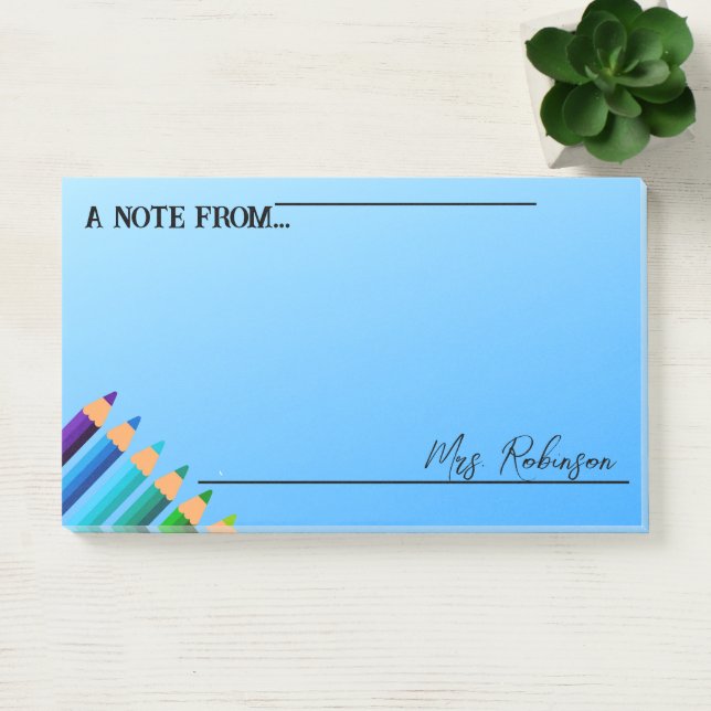 Post-it® Note de l'enseignant | Bloc-notes Boho Rainbow Pen (Bureau)