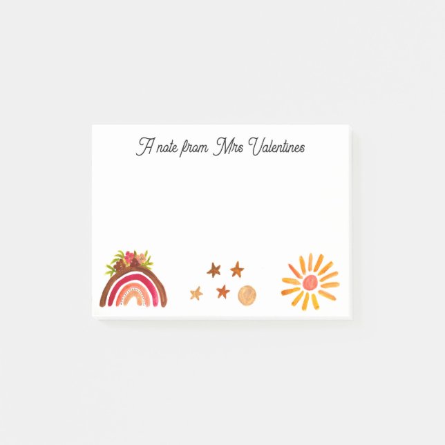 Post-it® Note de l'enseignant Boho Bohemian Watercolor (Devant)