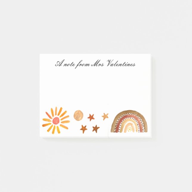 Post-it® Note de l'enseignant Boho Bohemian Watercolor (Devant)