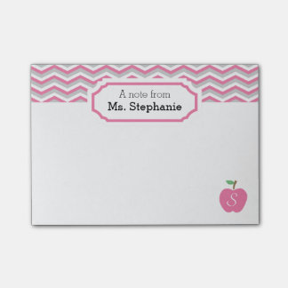 Post-it® Note de l'enseignant Monogramme de pomme rose mign