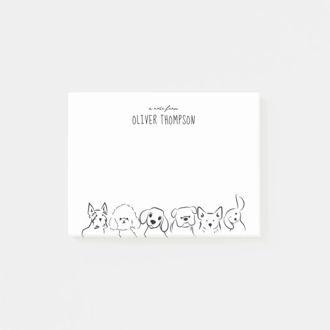 Post-it® Note De L'Ésquisse Animale De Chien Mignonne Notes (Devant)