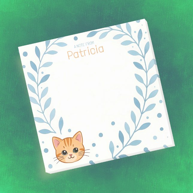 Post-it® Note de Nom Personnalisé avec Adorable Chaton Oran (🐱 Make every note purr-sonal! 💙)