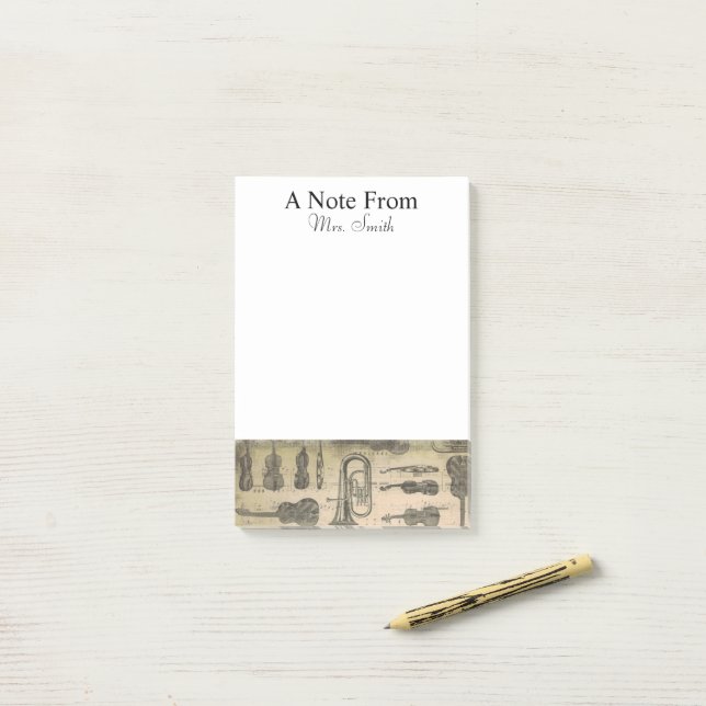 Post-it® Note De Partition Tuba Violin Guitare (Sur un bureau)