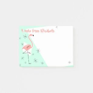 Post-it® Note de texte verte rétroactive Flamant rose