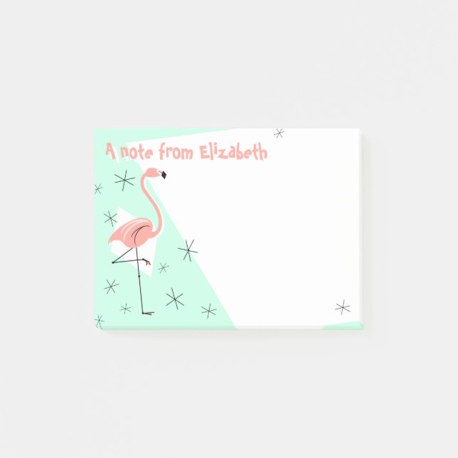 Post-it® Note de texte verte rétroactive Flamant rose (Devant)