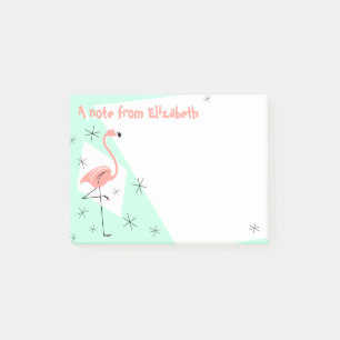 Post-it® Note de texte verte rétroactive Flamant rose
