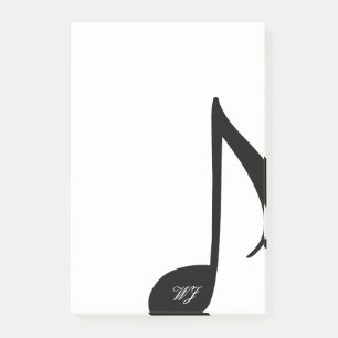 Post-it® Note musicale noire et blanche de monogramme fait