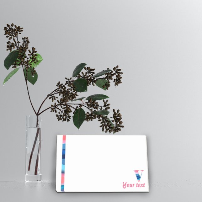 Post-it® Note sur le dégradé bleu du monogramme initial V c (Créateur téléchargé)