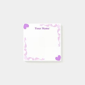 Post-it Notes à filigrane Cœur Violet Personnalisé