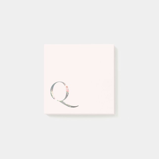 Post-it® Notes à monogramme lettre florale "Q" (Devant)