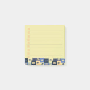 Post-it Notes à motif abstrait bleu et crème