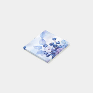 Post-it Notes à motif joli bleu myrtille aquarelle