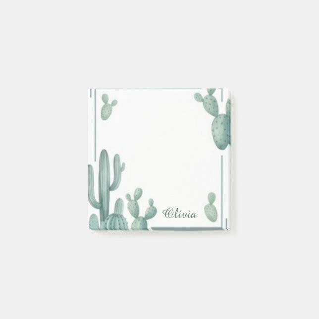 Post-it® Notes adhésives aquarelle Cactus personnalisées (Devant)