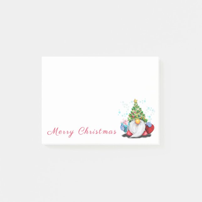 Post-it® Notes adhésives de Noël Gnome avec Cadeau (Devant)