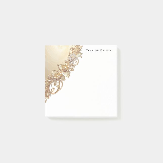 Post-it® Notes adhésives embellissements floraux or (Devant)