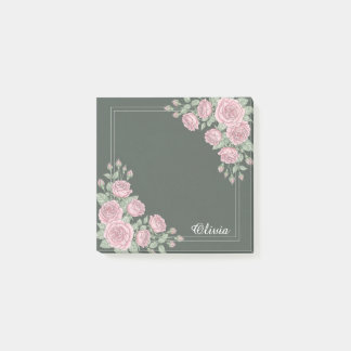 Post-it® Notes adhésives personnalisées Florales Vert Sauge