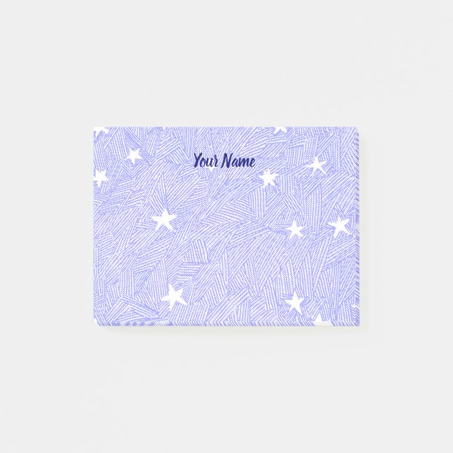 Post-it® Notes adhésives vintage étoiles gravure bleu blanc (Devant)