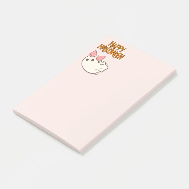 Post-it® Notes adorables — Gentil fantôme en rose (Incliné)
