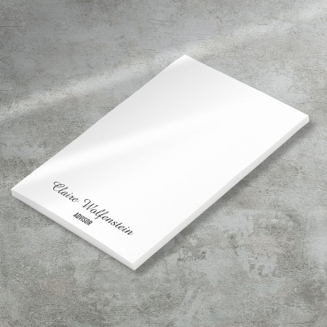 Post-it® Notes autocollantes noires et blanches à écriture  (Simple Elegant Script Black White Post it Notes)