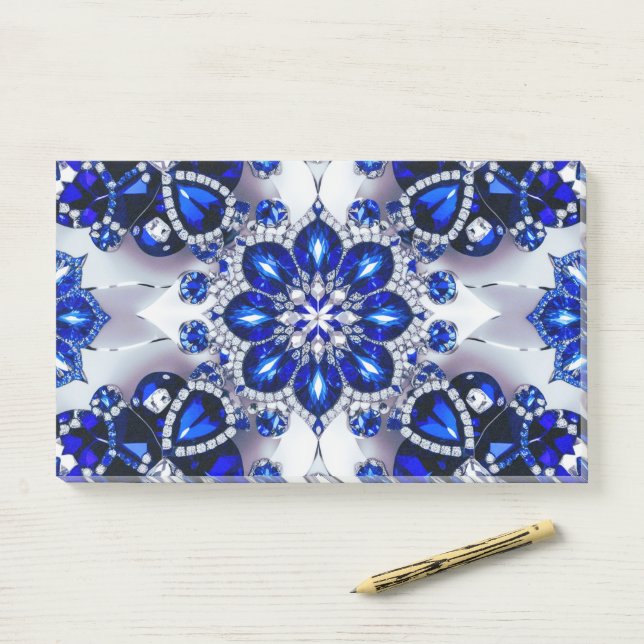 Post-it® Notes aux couleurs Bleues Blances (Sur un bureau)