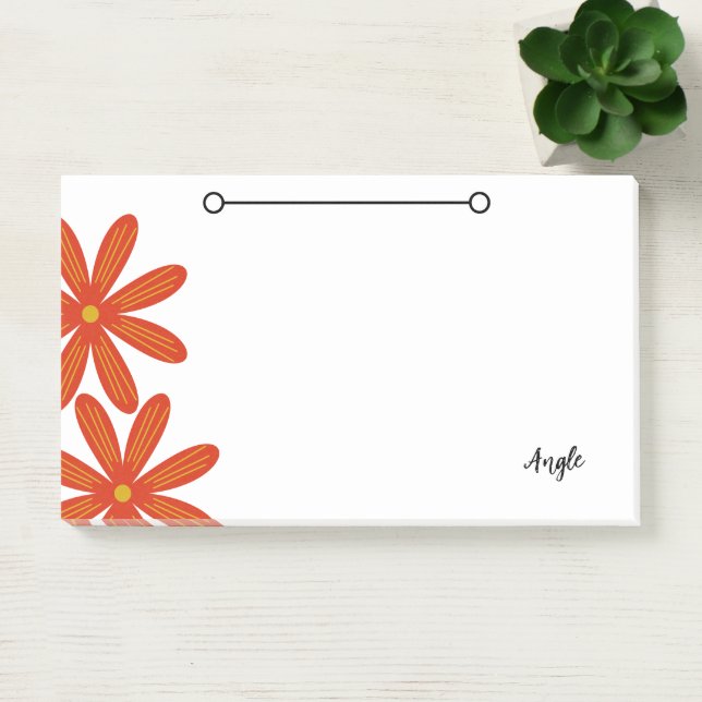 Post-it® Notes avec fleur et étiquette de nom (Bureau)