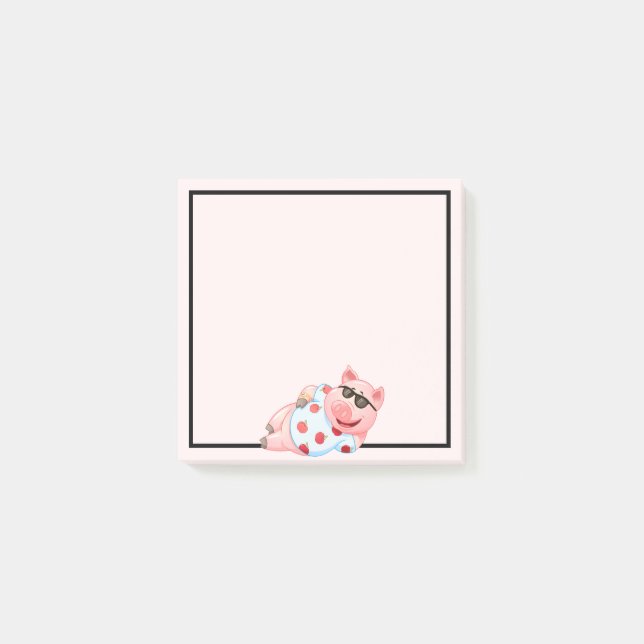 Post-It Notes avec un Cochon Cool en Lunettes de S (Devant)