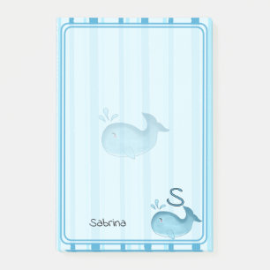 Post-It Notes Baleine Bébé Mignon Rayures Bleues