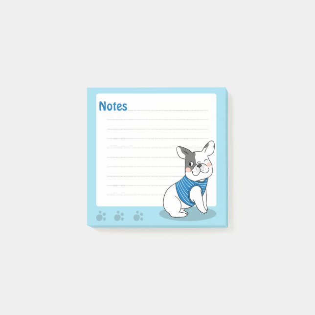 Post-It Notes Chien Bouledogue Français Mignon (Devant)
