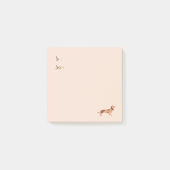 Post-It® Notes, chien Dachshund de 7,6 cm x 7,6 cm (Devant)