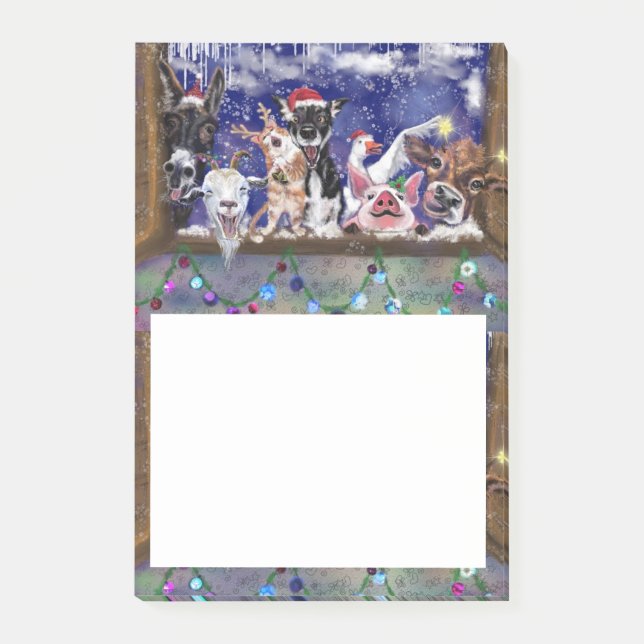 Post-it® Notes collantes de Noël Funny Farm Animal Party (Devant)