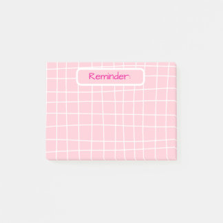 Post-it® Notes collantes de rappel de grille rose