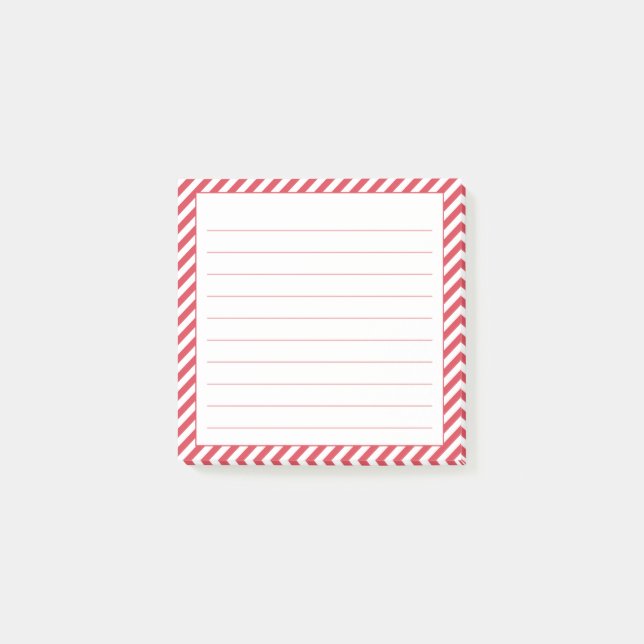 Post-it® Notes collantes diagonales rouges et blanches (Devant)