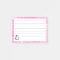 Notes collantes rose pingouin mignon - 4"x3"