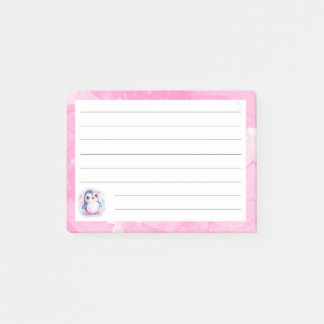Post-it® Notes collantes rose pingouin mignon - 4"x3"