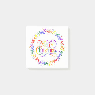 Post-it Notes Couronne de Noël arc-en-ciel Joyeux 