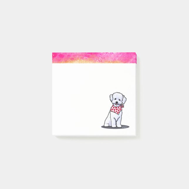 Post-it® Notes d'Art Bichon Rose Et Or (Devant)