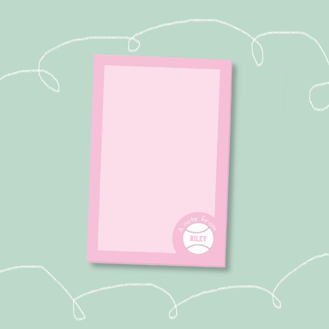 Post-it® Notes de baseball rose mignonnes féminines (Girly pink personalized baseball sticky notes . )