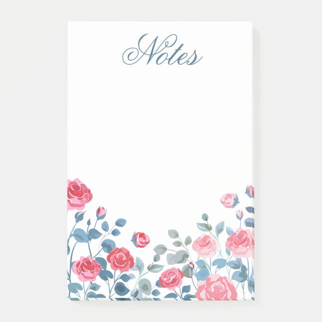 Post-it® Notes de bordure florale rose élégante (Devant)