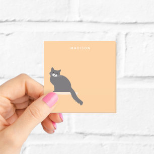 Post-it® Notes de chat gris duveteux mignon avec nom
