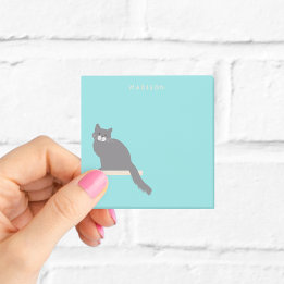 Post-it® Notes de chat gris mou avec nom