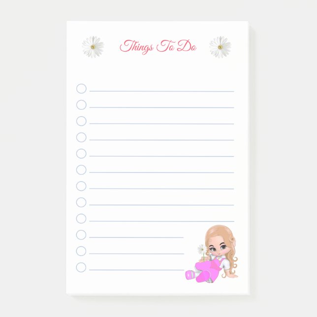 Post-it® Notes de choses à faire avec une jolie fée et des  (Devant)