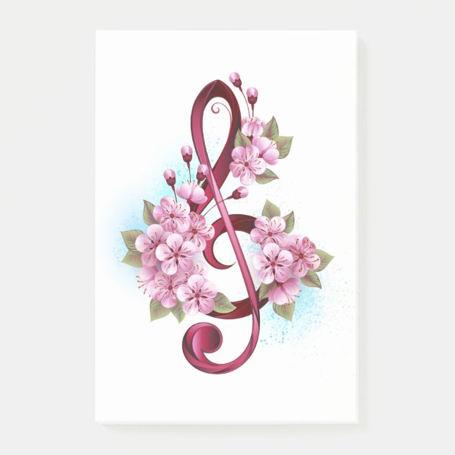 Post-it® Notes de clef musicale en treble avec des fleurs S (Devant)